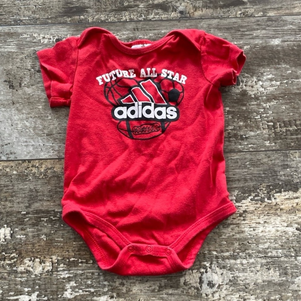 Red Adidas Onesie Size 6 Months